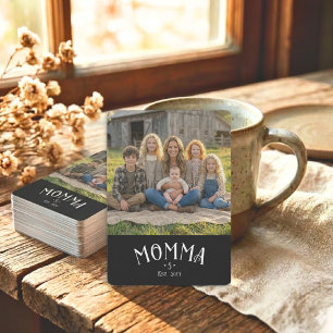 Chic Mom Established Kid Count Photo Black White Poker Cards