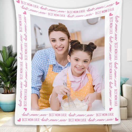 Chic MOM Personalized Photo Pink Mothers Day Fleece Blanket