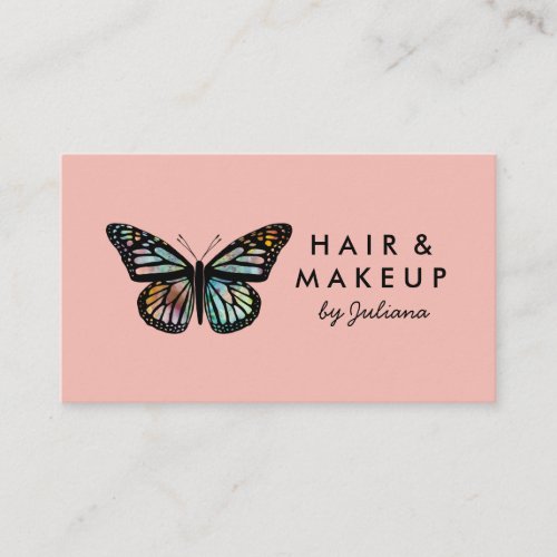Chic Monarch Butterfly Elegant Watercolor Pink Business Card