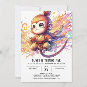 Chic Monkey Birthday Invitation