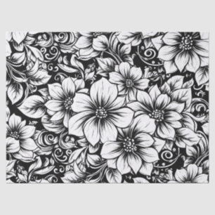 Chic Monochrome Floral Luxury Pattern (1) Tissue Paper