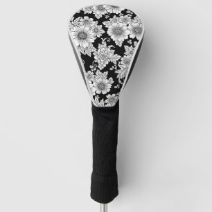 Chic Monochrome Floral Luxury Pattern (2) Golf Head Cover