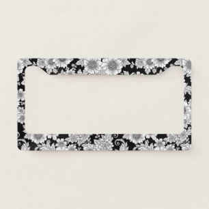 Chic Monochrome Floral Luxury Pattern (2) License Plate Frame