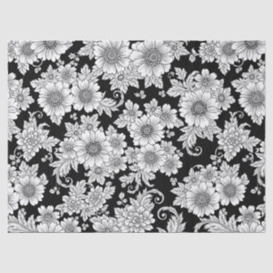 Chic Monochrome Floral Luxury Pattern (2) Tissue Paper
