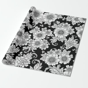 Chic Monochrome Floral Luxury Pattern (2) Wrapping Paper