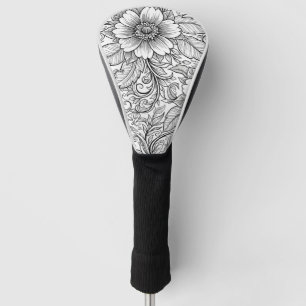 Chic Monochrome Floral Luxury Pattern (3) Golf Head Cover