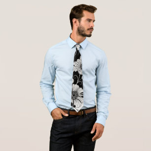 Chic Monochrome Floral Luxury Pattern (3) Neck Tie