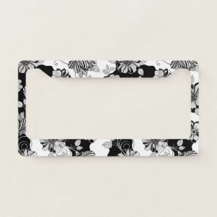 Chic Monochrome Floral Luxury Pattern (4) License Plate Frame