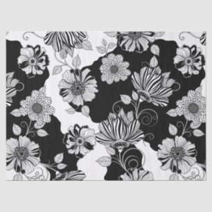 Chic Monochrome Floral Luxury Pattern (4) Tissue Paper