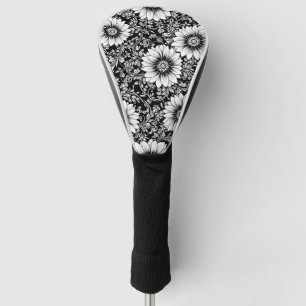 Chic Monochrome Floral Luxury Pattern (5) Golf Head Cover