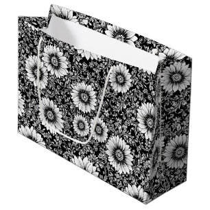 Chic Monochrome Floral Luxury Pattern (5) Large Gift Bag