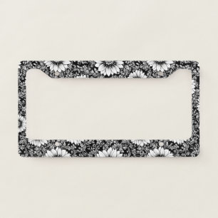 Chic Monochrome Floral Luxury Pattern (5) License Plate Frame