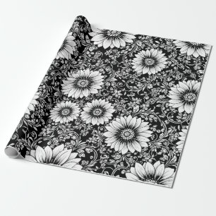 Chic Monochrome Floral Luxury Pattern (5) Wrapping Paper