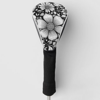Chic Monochrome Floral Luxury Pattern (6) Golf Head Cover