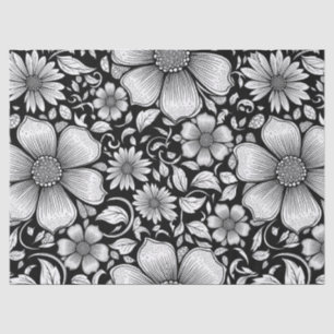 Chic Monochrome Floral Luxury Pattern (6) Tissue Paper