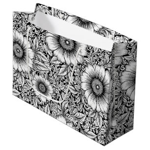 Chic Monochrome Floral Luxury Pattern (7) Large Gift Bag