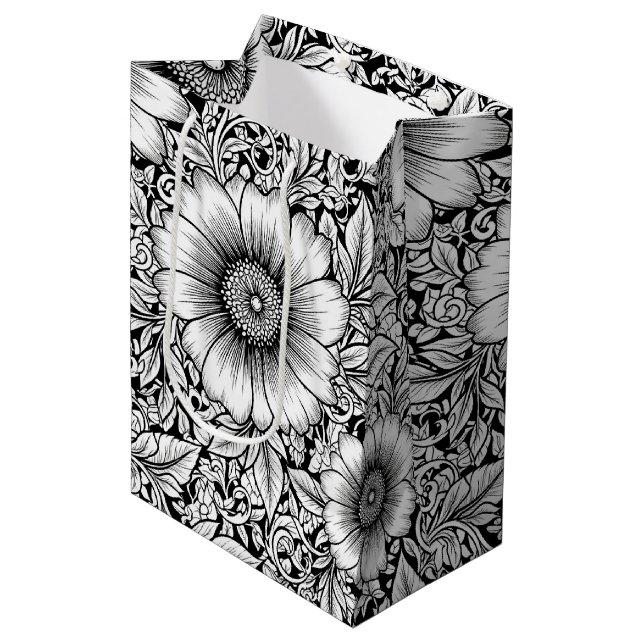 Chic Monochrome Floral Luxury Pattern (7) Medium Gift Bag (Front Angled)