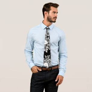 Chic Monochrome Floral Luxury Pattern (7) Neck Tie