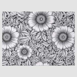 Chic Monochrome Floral Luxury Pattern (7) Tissue Paper