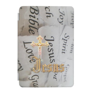 Chic Monochrome Religious Pastel Cross Jesus iPad Mini Cover