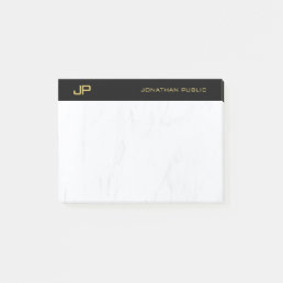 Chic Monogram Black Gold Marble Simple Template Post-it Notes