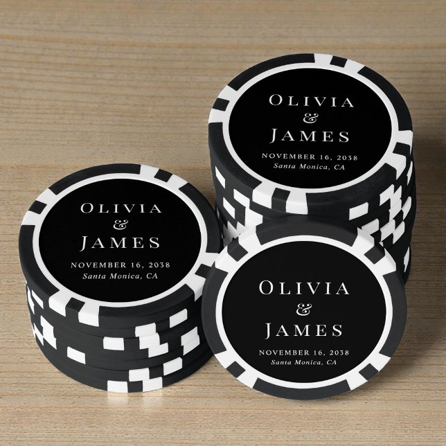 Chic Monogram Black Wedding Poker Chips (Chic Monogram Black Wedding Poker Chips)