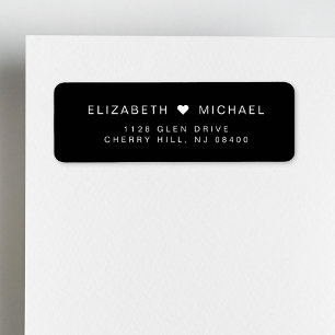 Chic Monogram Black Wedding Return Address Label