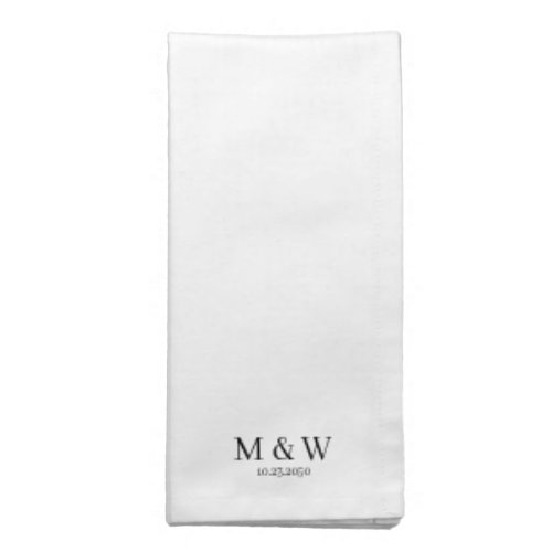 Chic monogram black white custom initials date cloth napkin