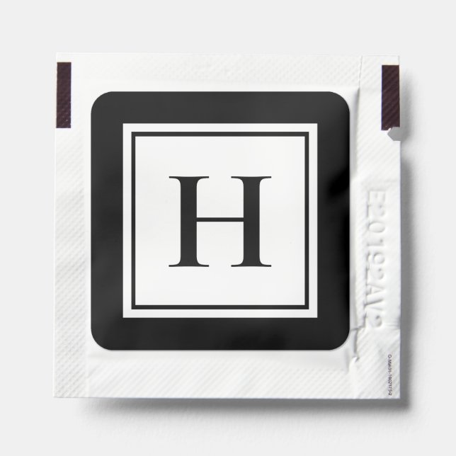 Chic Monogram Black White Hand Sanitizer Packet (Sticker on Packet)