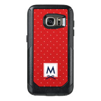 Chic Monogram Blue Ribbon Red White Polka Dot OtterBox Samsung Galaxy S7 Case