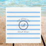 Chic Monogram Blue Stripes Family Name Beach House Napkins