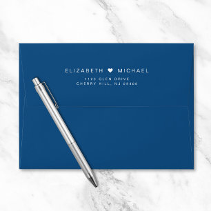 Chic Monogram Blue Wedding Return Address Envelope