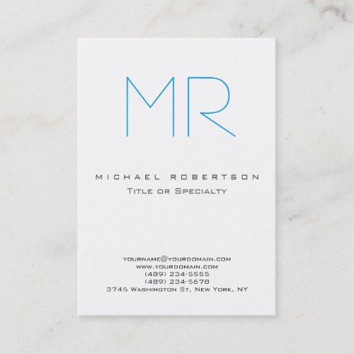 Chic Monogram Blue White Cute Business Card