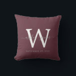 Chic Monogram Burgundy Wedding Keepsake Throw Pillow<br><div class="desc">Elegant monogrammed wedding keepsake pillow with your names and wedding date in gray handwritten chic script calligraphy and monogram in modern typography on a burgundy background. Simply add your names, monogram and wedding date. Great gift for a newlywed couple. Exclusively designed for you by Happy Dolphin Studio. If you need...</div>