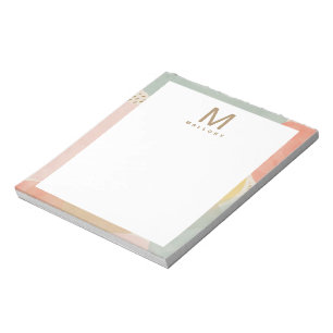 Chic Monogram Colorful Abstract Shapes Notepad