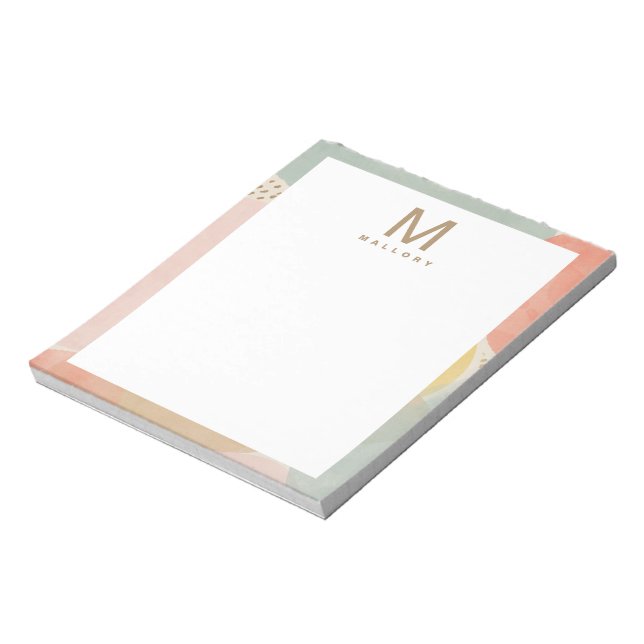 Chic Monogram Colorful Abstract Shapes Notepad (Rotated)