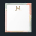 Chic Monogram Colorful Abstract Shapes Notepad<br><div class="desc">Monogram abstract notes with personalized name. A colorful combination of abstract shapes in pink,  green,  yellow and red shades with gold faux color elements. Perfect for writing down quick notes,  reminders,  lists and more.</div>