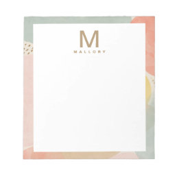 Chic Monogram Colorful Abstract Shapes Notepad