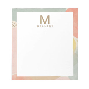 Chic Monogram Colorful Abstract Shapes Notepad