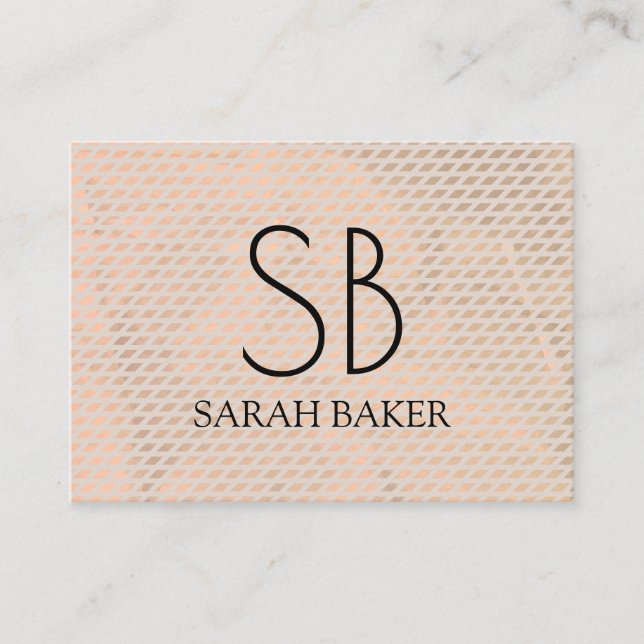Chic Monogram Cross Hatch Business Card (Front)