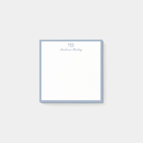 Chic Monogram Decorative Typography  Dusty Blue Post_it Notes
