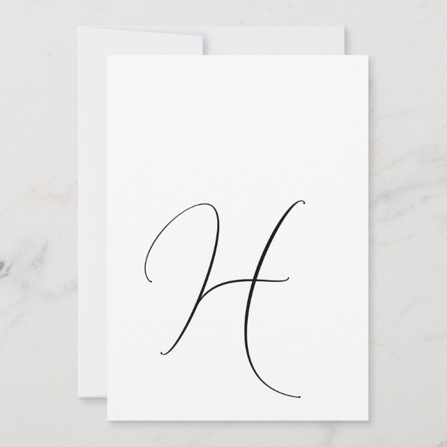Chic Monogram Elegant Classic Black White Wedding Invitation (Back)