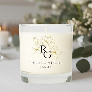 Chic Monogram Faux Gold Floral Wedding Scented Candle