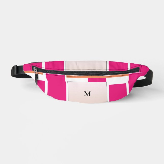 Chic Monogram Feminine Stripe Pattern Fanny Pack (Front)