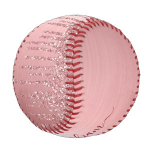 Chic Monogram Girly Rose Gold Glitter Drips Baseball