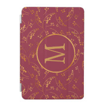 Chic monogram gold marsala pink berry pattern
