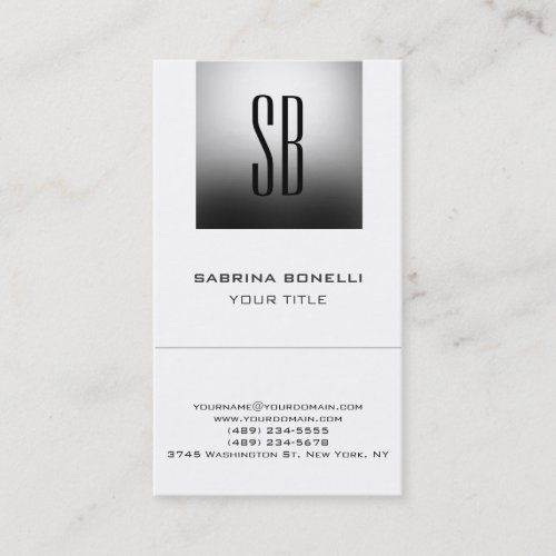 Chic Monogram Gray White Cute Business Card