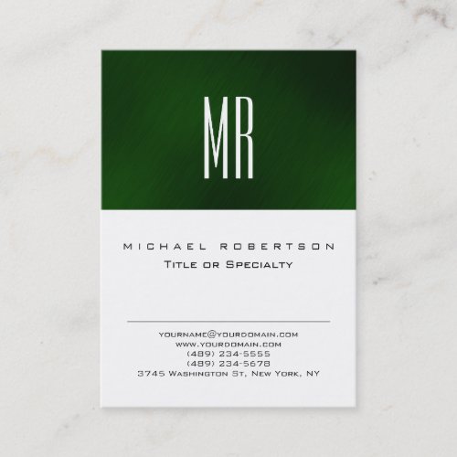 Chic Monogram Green White Cute Business Card