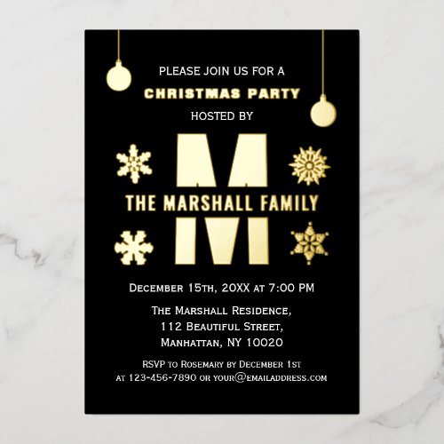 Chic Monogram Holiday Party Merry Christmas Balls