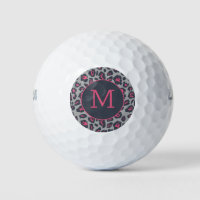 Chic Monogram Hot Pink Gray Leopard Print Pattern